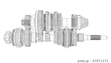 Gearbox sketch. Vector Gearbox sketch. Vector 97971373