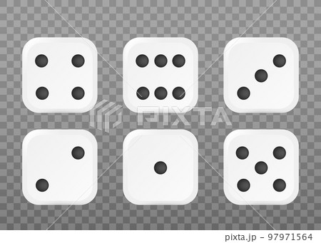 Game dice cubes 3d templates set vector illustration isolated on transparent. 97971564