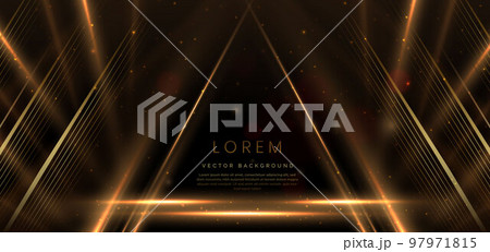 legant golden triangle glowing with lighting effect sparkle on black background. Template premium award design. 97971815