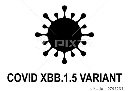 XBB.1.5. Variant Kraken. New variant of the SARS-CoV-2 coronavirus. Subvariant of Omicron. Design horizontal. Virus design and black text. Coronavirus.	 97972354