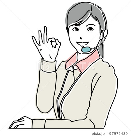 OKサインを出す溌剌とした働く女性 97973489