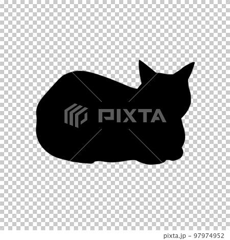 座る猫のシルエットイラスト 97974952