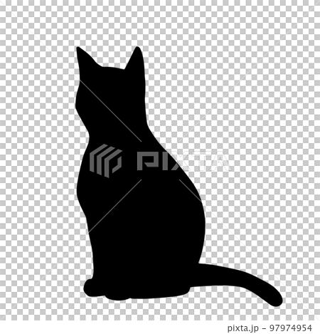 座る猫のシルエットイラスト 97974954