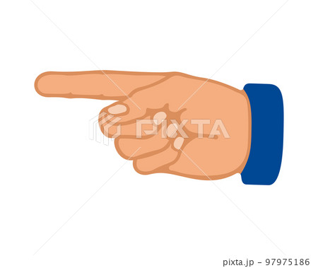 Male hand points with a finger. Gesture icon, vector Male hand points with a finger. Gesture icon, vector 97975186