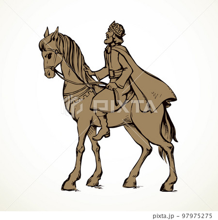 The king rides a horse. Vector drawing 97975275