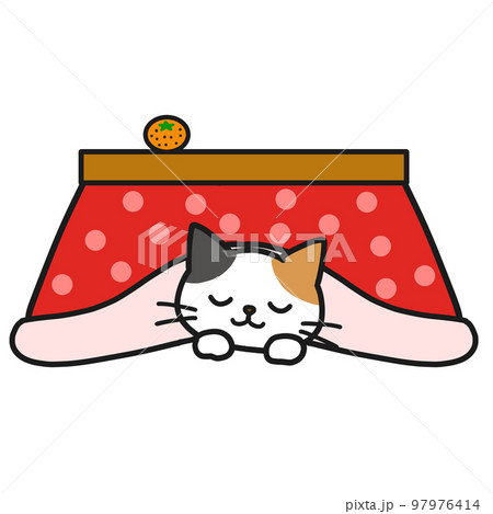 コタツでまったり☆三毛猫さん こたつで眠る三毛猫のイラスト素材 [97976414] - PIXTA