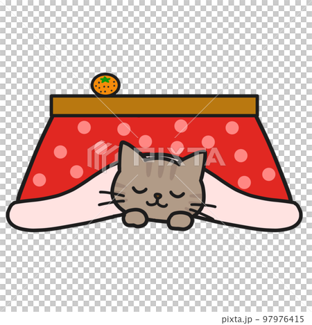 Kijitora cat sleeping under the kotatsu - Stock Illustration [97976415 ...