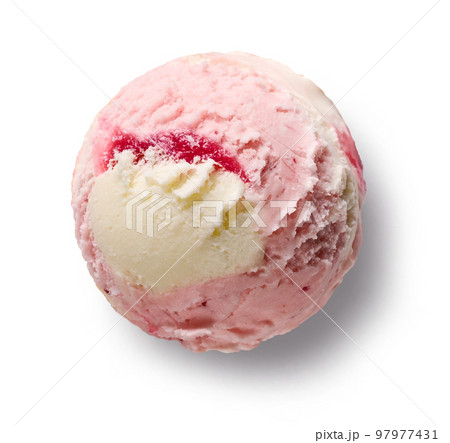 Strawberry Pink Ice Cream Scoop Background Macro Shot Stock Photo