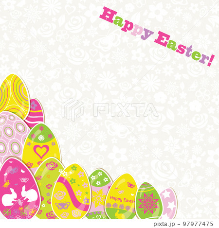 Easter background with paper eggs Easter background with paper eggs 97977475
