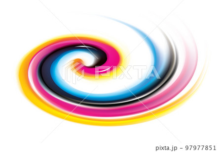Vector swirl background of primary colors printing process: CMYK 97977851
