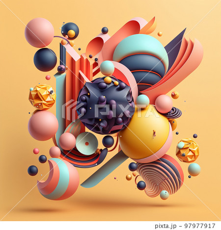 Abstract futuristic contemporary modern cosmic design in cartoon style. 97977917