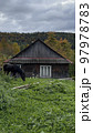 Old houses and horse forest in autumn, Carpathian Ukraine 97978783