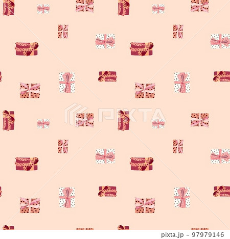 Gift box seamless pink pattern watercolor sketch 97979146