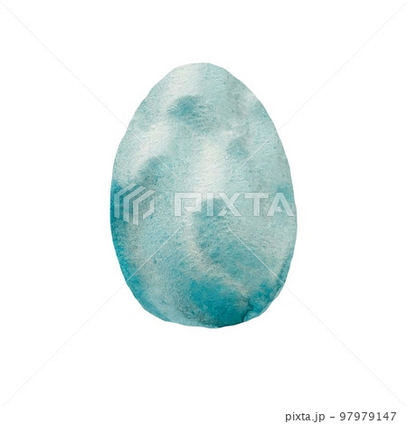 Easter egg blue sketch a watercolor illustration 97979147