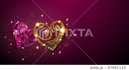 Valentine card with two shiny hearts Valentine card with two shiny hearts 97981110
