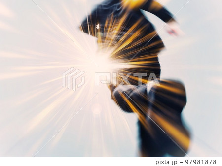 未来に向かって走るビジネスマンの3dイラスト 97981878