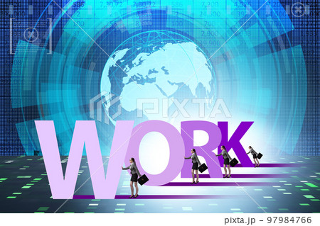Concept of hard work with businesswoman 97984766