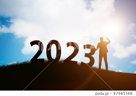 Concept of new year of 2023 with business people 97985566