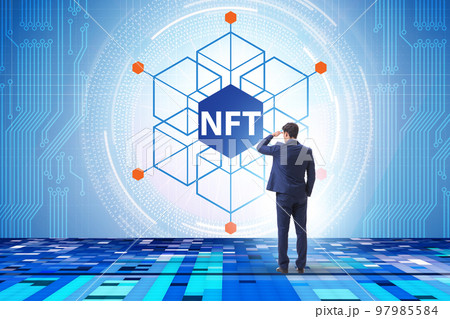 Businessman in NFT non fungible concept 97985584