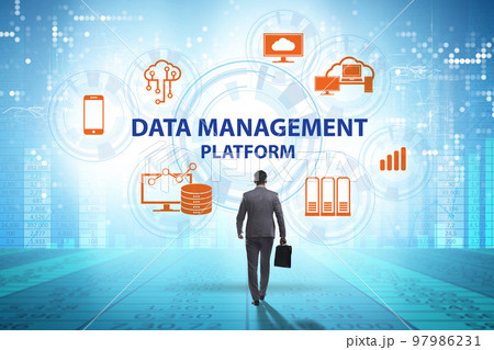 Businessman in data management concept Businessman in data management concept 97986231