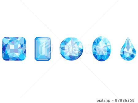 青いジュエリーイラストセット画像素材 97986359