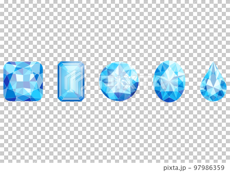 青いジュエリーイラストセット画像素材 97986359