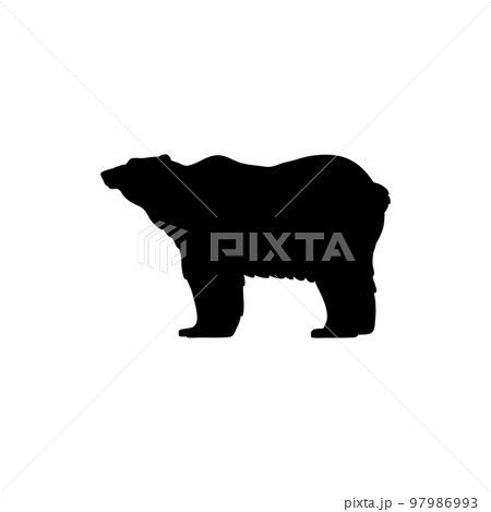 Black silhouette or monochrome shape of bear side view, vector isolated. Black silhouette or monochrome shape of bear side view, vector isolated. 97986993