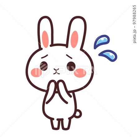A cute character of a troubled rabbit Oblique... - Stock ...