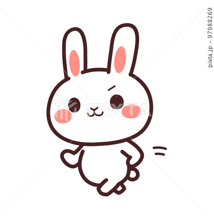 走る兎のかわいいキャラクター　斜め　イラスト素材 97988269