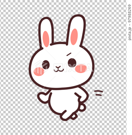 走る兎のかわいいキャラクター　斜め　イラスト素材 97988269