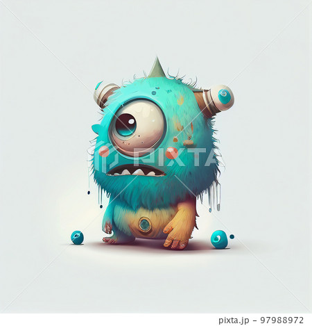 Illustration cartoon cute Monsters on isolated background (Created with Generative AI technology). Illustration cartoon cute Monsters on isolated background (Created with Generative AI technology). 97988972
