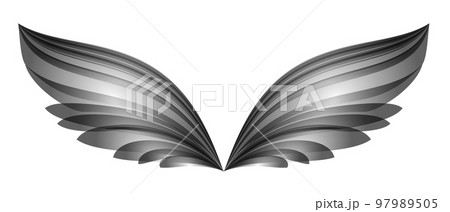Black and white art wings, gray bird wings, vector illustration on a white background 97989505