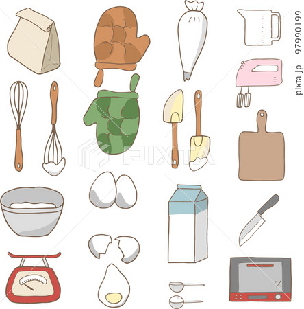 クッキング  キッチン 手書き カラーイラスト セット  97990199