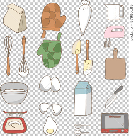 クッキング  キッチン 手書き カラーイラスト セット  97990199