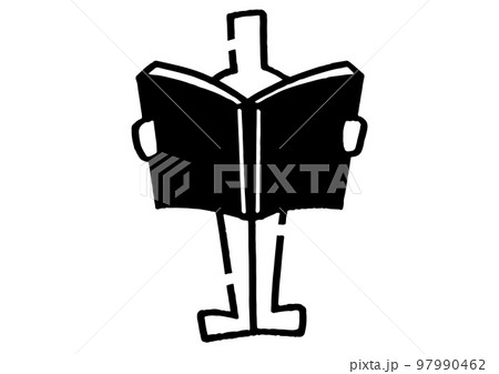 本を読む棒人間。手描きのベクターイラスト。 97990462