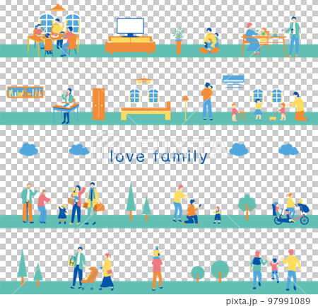 Family daily life seamless background Family daily life seamless background 97991089