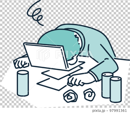 社畜　ブラック企業に勤める男性　シンプルイラスト 97991361