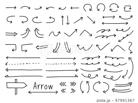 細めの手書き矢印セット　黒 97991367