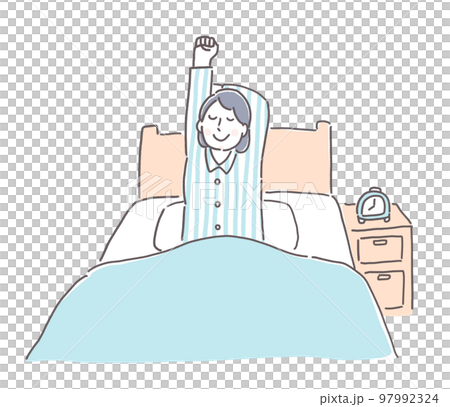 朝　気持ちよく起床する女性 97992324