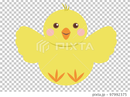 Cute illustration of a flying chick No main line whole body 97992375