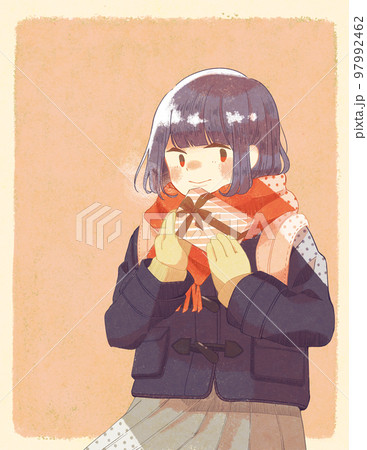 バレンタインにチョコを渡す女の子のイラスト 97992462