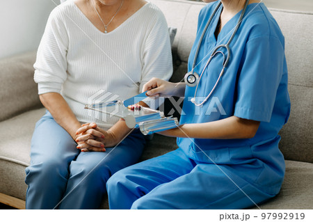 Doctors explain the use of medication to patients. healthcare and medical concept. .. 97992919