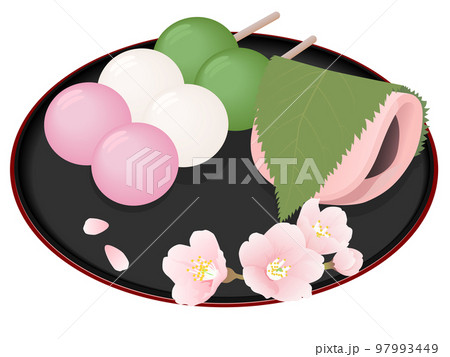 桜餅 三色団子 和菓子 桜餅 三色団子 和菓子 97993449