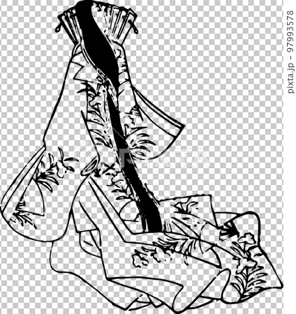 Back view of a Heian aristocrat woman 1 Back view of a Heian aristocrat woman 1 97993578