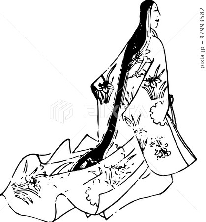 平安貴族女性の後ろ姿2 97993582