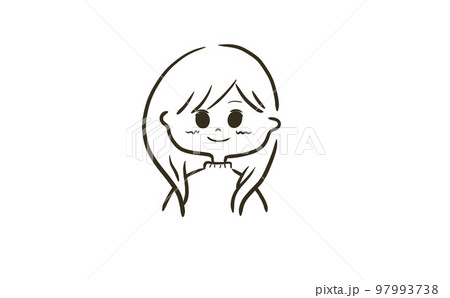 微笑む女性の線画イラスト 微笑む女性の線画イラスト 97993738