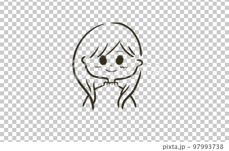 微笑む女性の線画イラスト 微笑む女性の線画イラスト 97993738