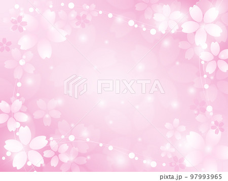 桜のピンクの背景、春のキラキラのフレーム 97993965