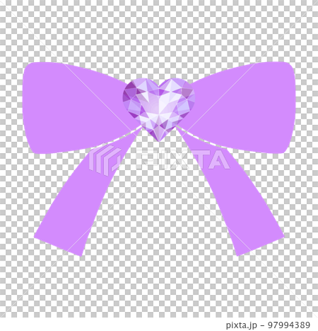 宝石付きのかわいい紫のリボン単体イラスト 97994389