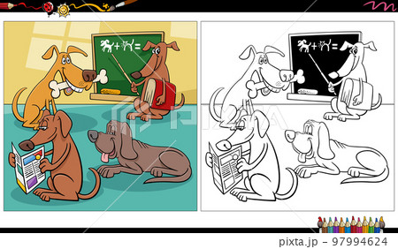 funny comic dogs characters group indoor coloring page 97994624